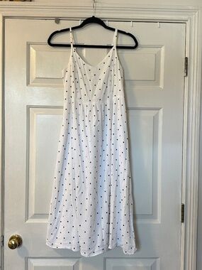 Old Navy White Black Polka Dot Midi Dress Women's Small Cami Sleeveless Cotton